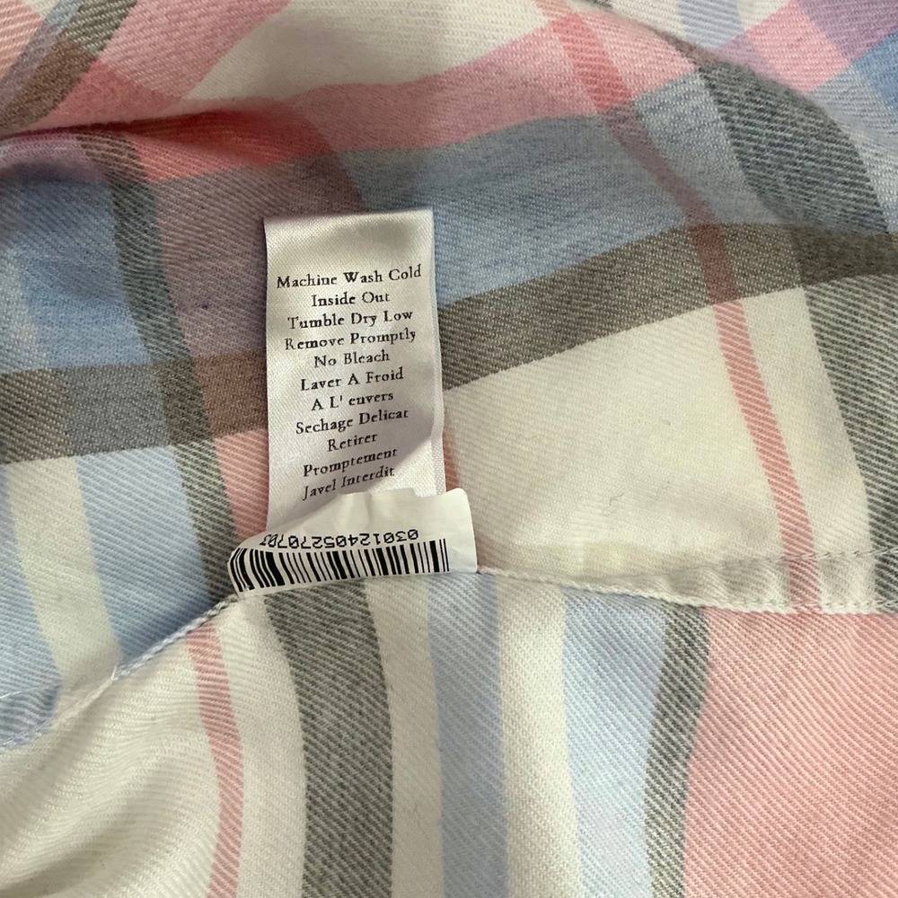 Frank & Eileen Eileen Italian Cashmere Touch Plaid Shirt Pink Blue Gray Small - Picture 10 of 10